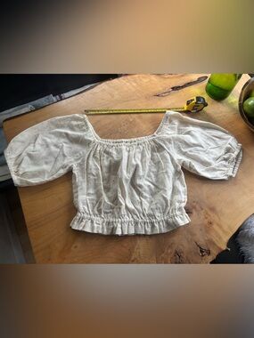 Mata Traders Cream Puff Sleeve Peasant Top